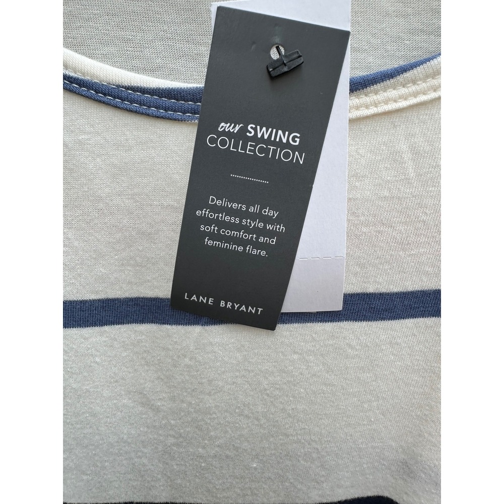 Lane Bryant Swing Collection Striped Tunic Top Ivory Navy Orange 18/20 NWT - Picture 4 of 5